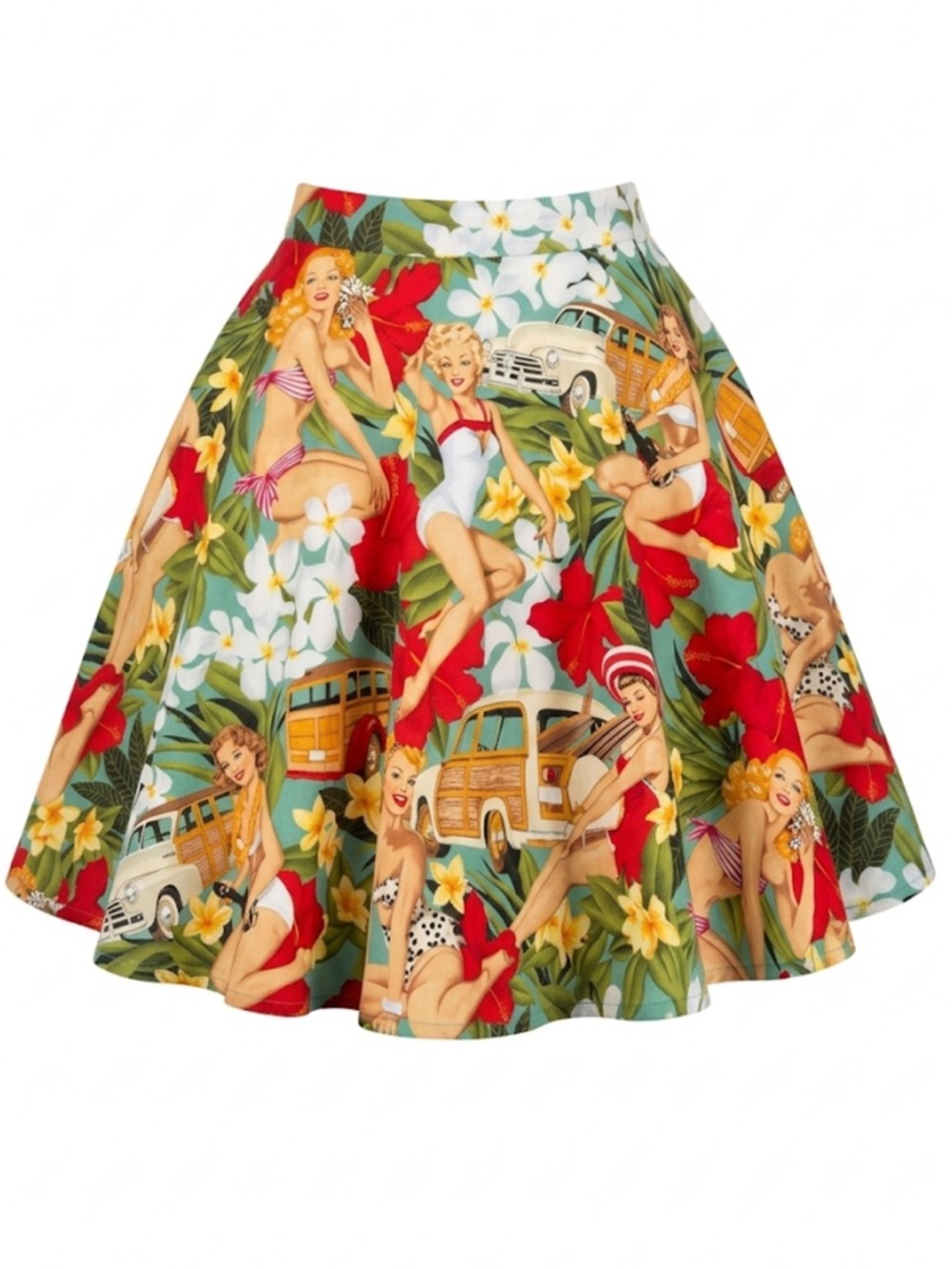 Retro vintage chic circle skirt pinup tropical floral